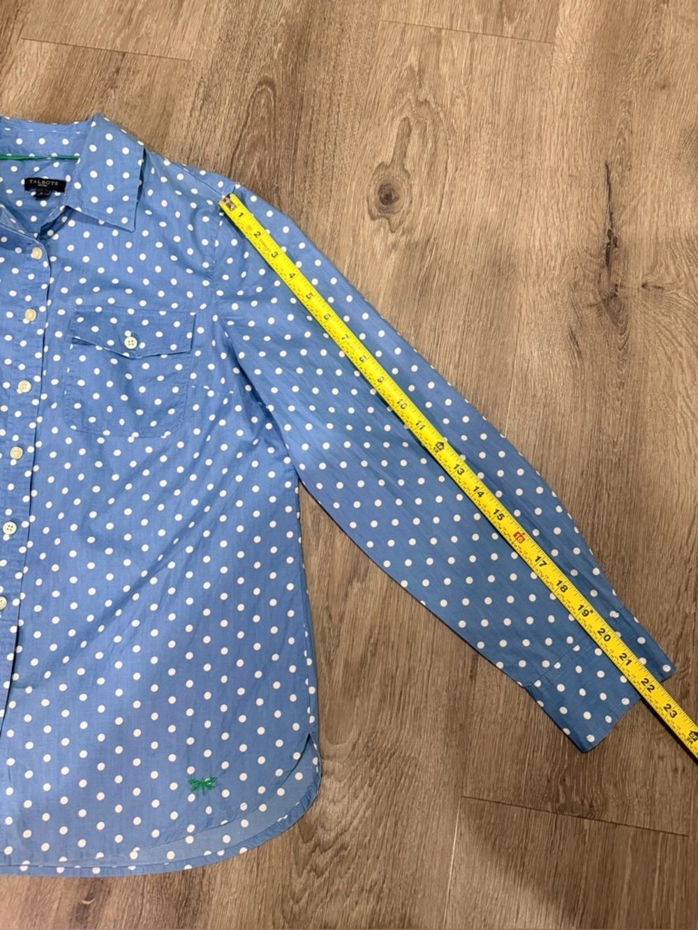 Talbots Blue Polka Dot Button-Up Shirt - Picture 5 of 8